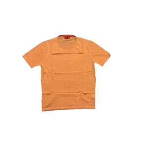 SAIA Napoli 100% Cashmere Knit T-Shirt Orange Short‎ Sleeve Made in Italy SZ-S